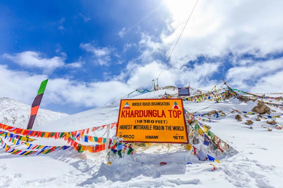Khardung La high mountain pass road Ladakh